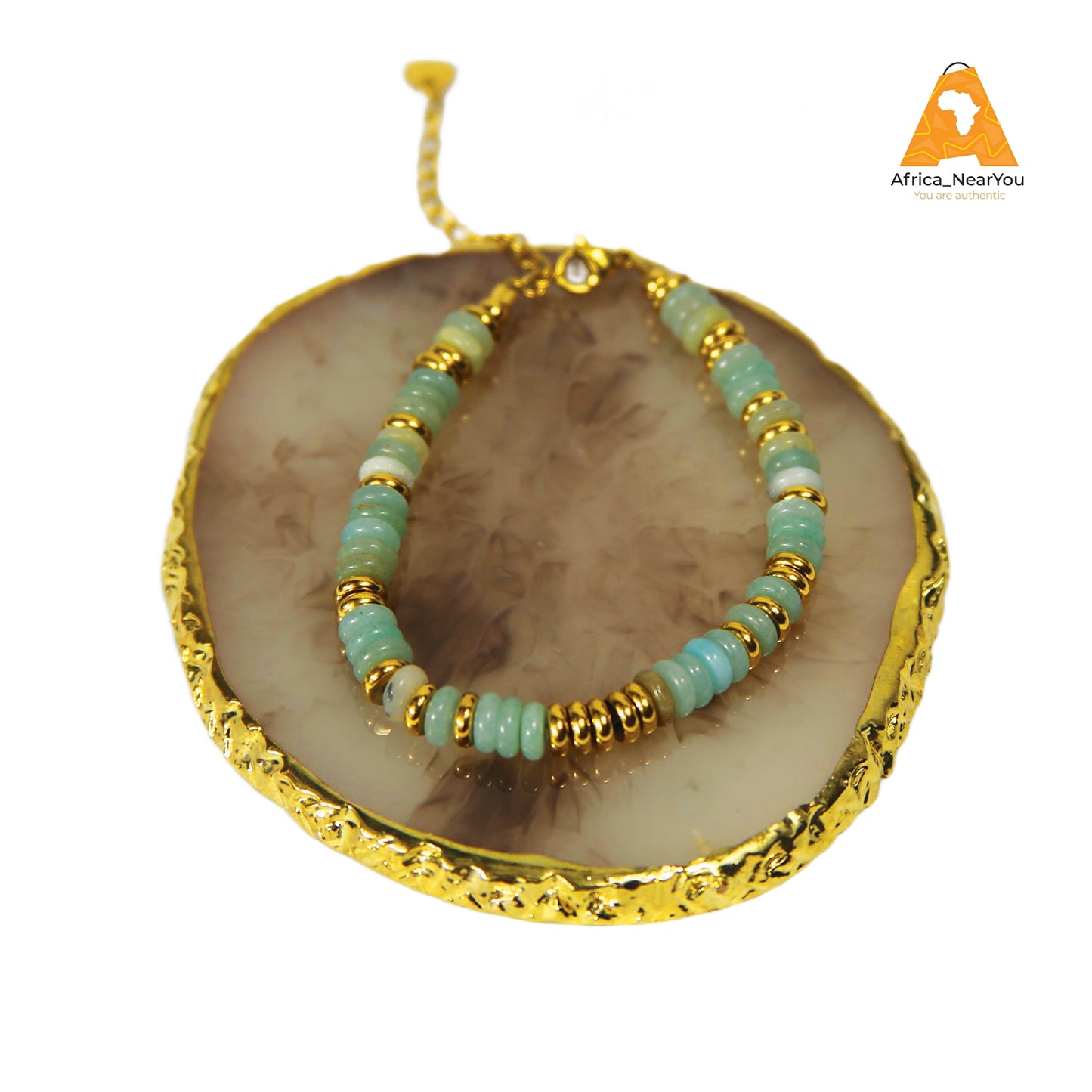 Turquoise & Gold-Plated Beaded Bracelet