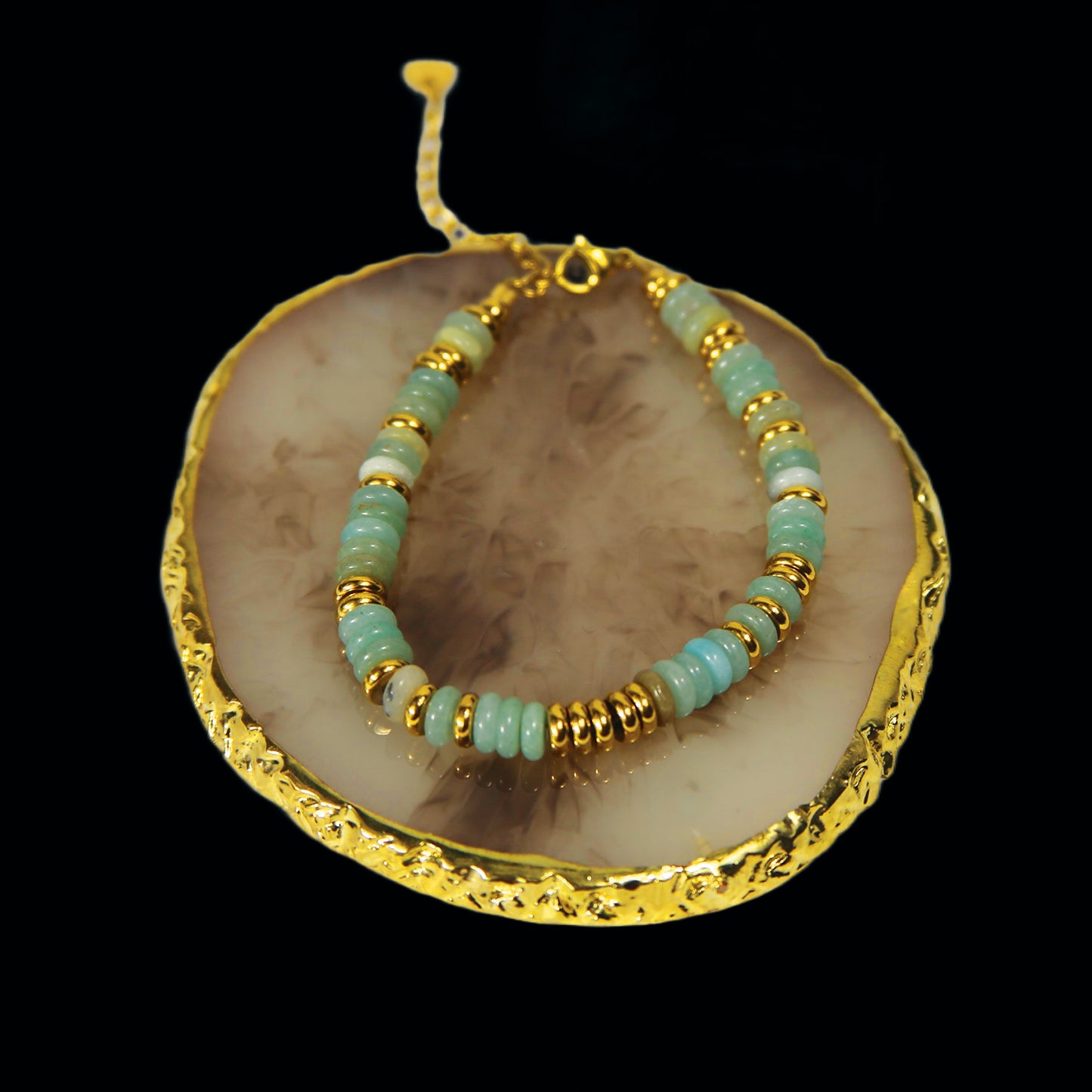 Turquoise & Gold-Plated Beaded Bracelet