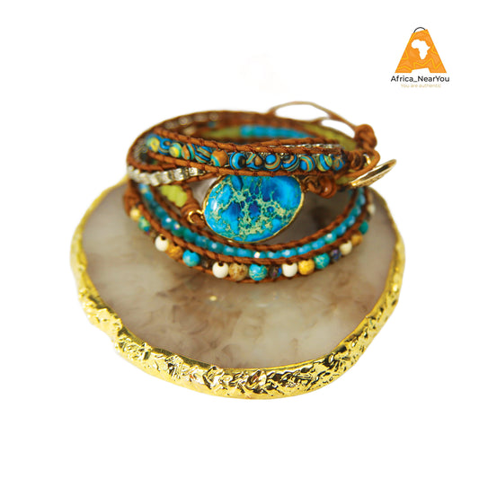 Bohemian Turquoise Beaded Wrap Bracelet