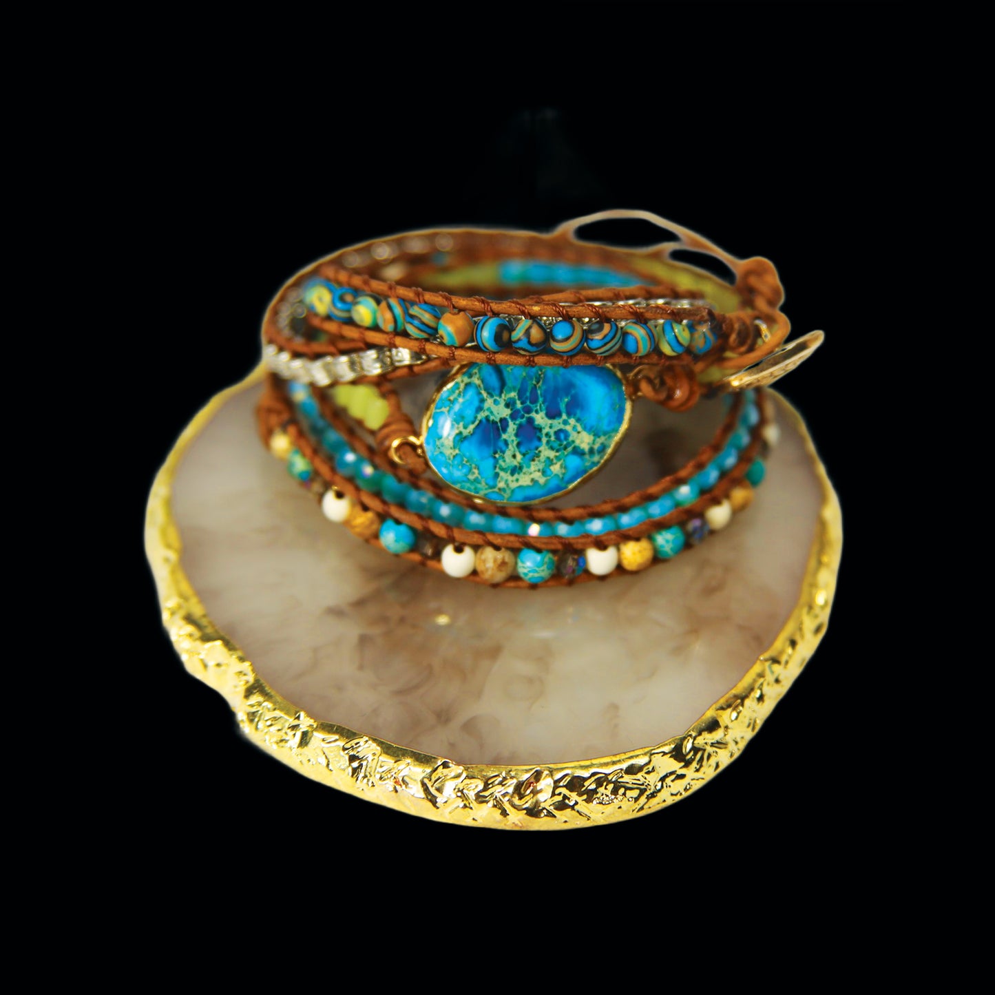 Bohemian Turquoise Beaded Wrap Bracelet