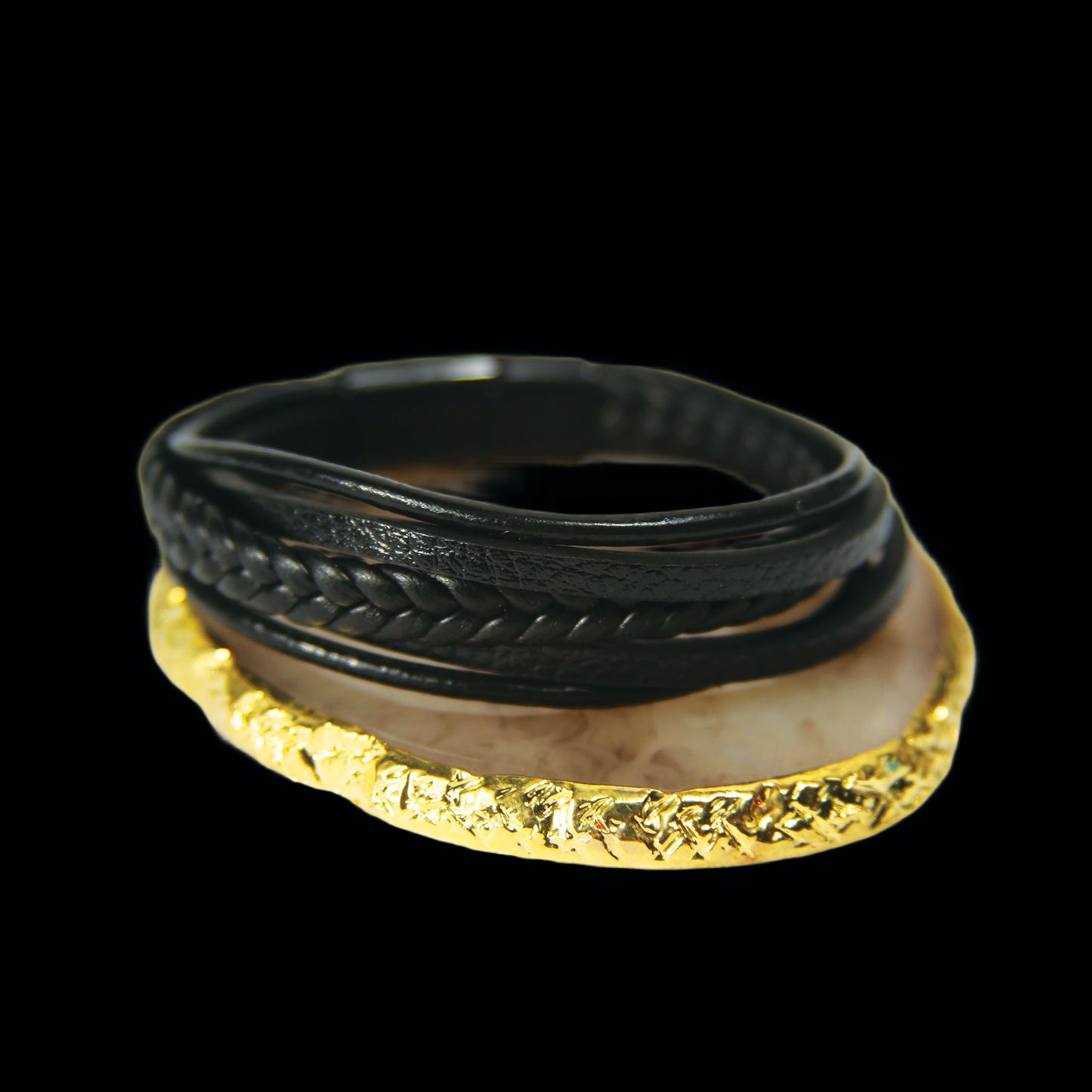 Black Braided Leather Wrap Bracelet