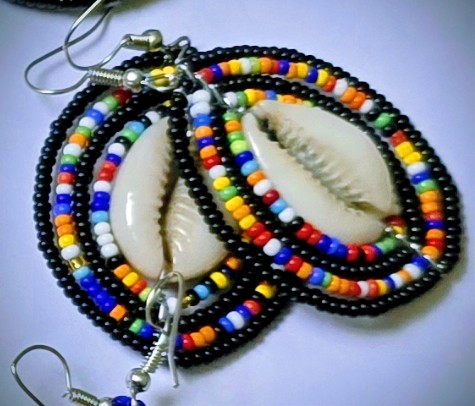 Handcrafted Maasai Beaded Hoop Earrings.
