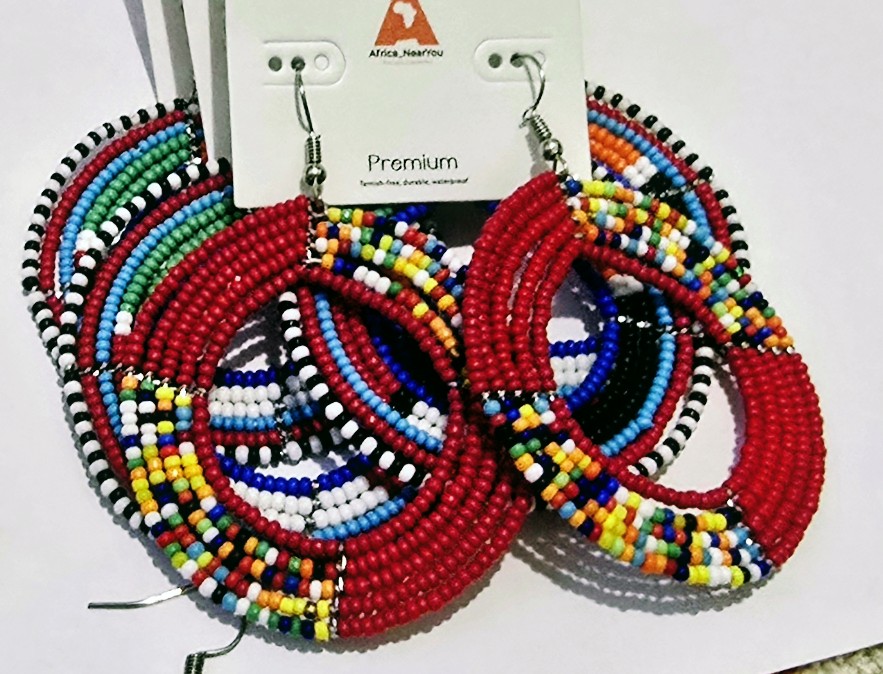 Handcrafted Maasai Beaded Hoop Earrings.
